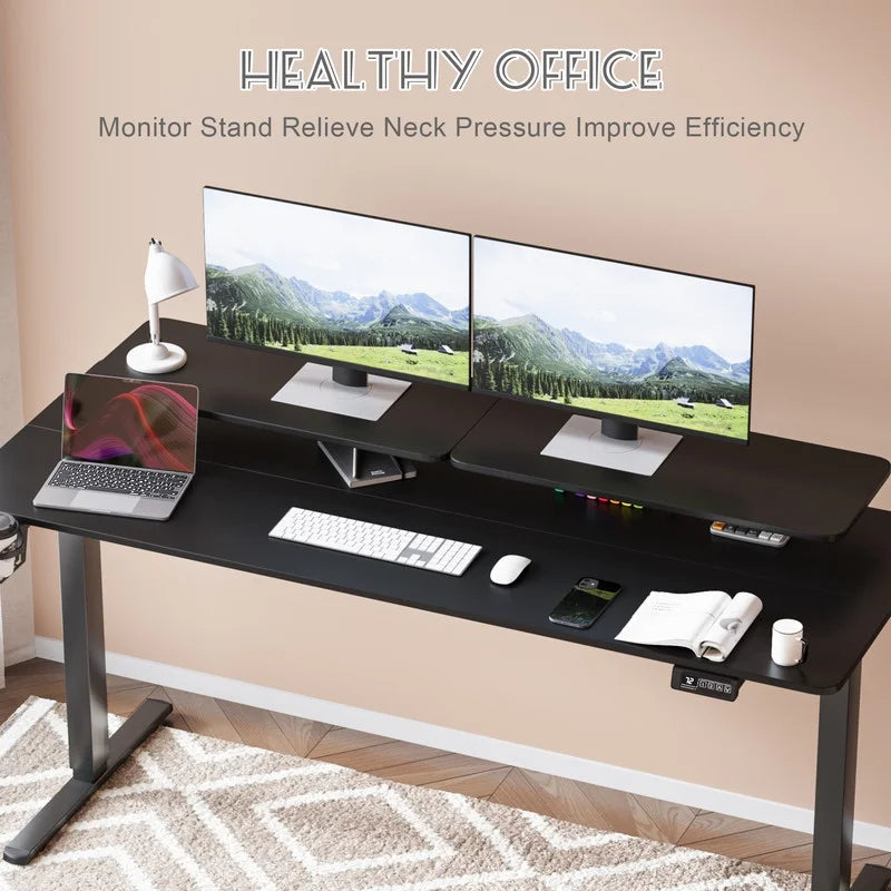 Homall  Electric Height Adjustable Standing Desk with Monitor Stand Lifting Range 28~46" Stand Up Office Desk for Home Office