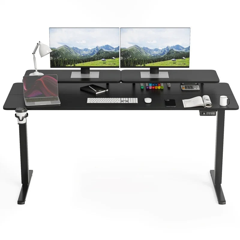Homall  Electric Height Adjustable Standing Desk with Monitor Stand Lifting Range 28~46" Stand Up Office Desk for Home Office