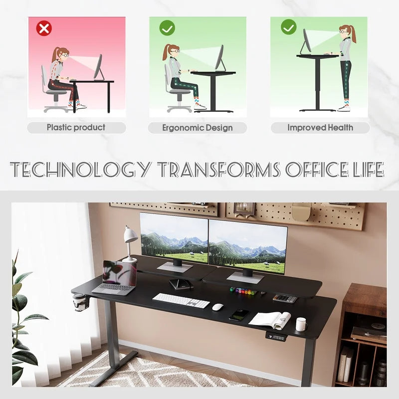 Homall  Electric Height Adjustable Standing Desk with Monitor Stand Lifting Range 28~46" Stand Up Office Desk for Home Office