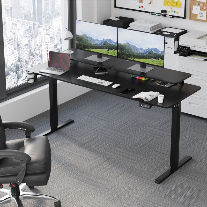 Homall  Electric Height Adjustable Standing Desk with Monitor Stand Lifting Range 28~46" Stand Up Office Desk for Home Office