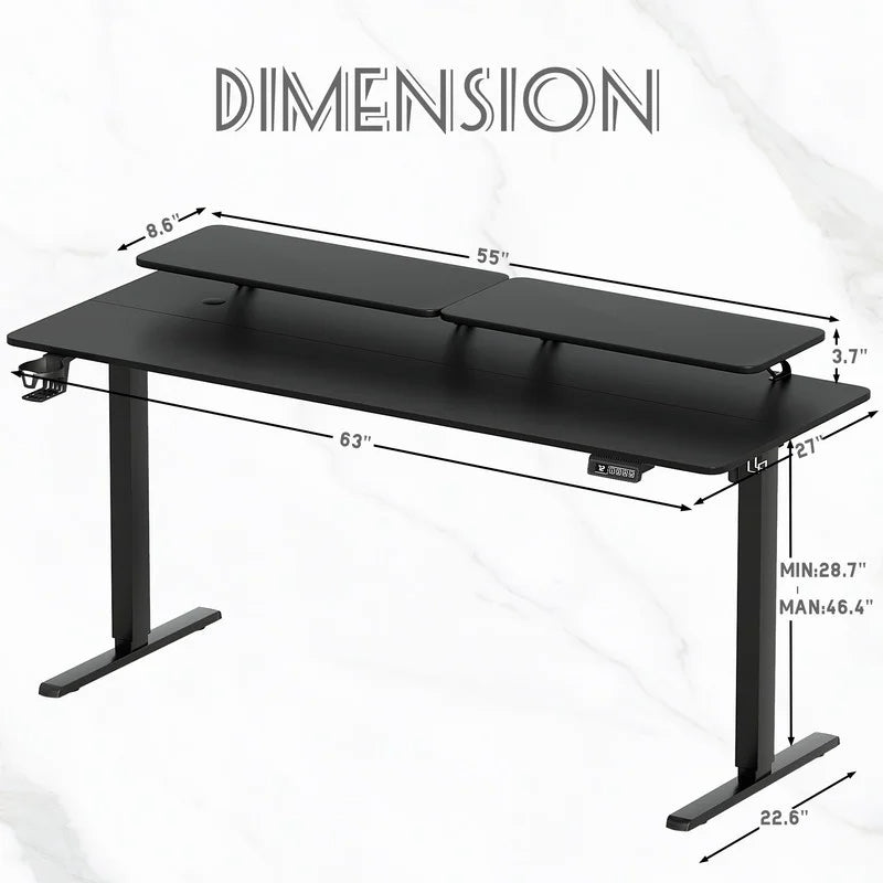 Homall  Electric Height Adjustable Standing Desk with Monitor Stand Lifting Range 28~46" Stand Up Office Desk for Home Office