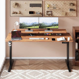 Homall  Electric Height Adjustable Standing Desk with Monitor Stand Lifting Range 28~46" Stand Up Office Desk for Home Office