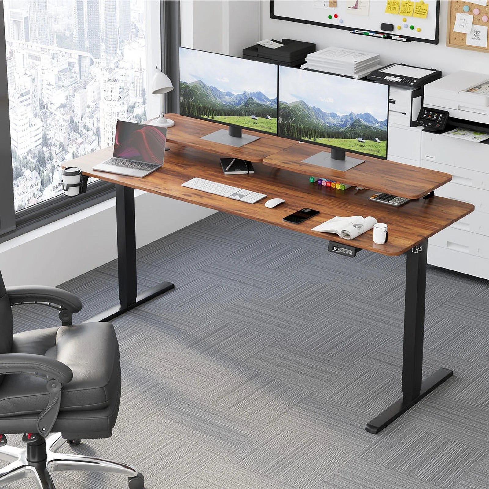 Homall  Electric Height Adjustable Standing Desk with Monitor Stand Lifting Range 28~46" Stand Up Office Desk for Home Office