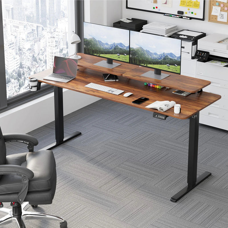 Homall  Electric Height Adjustable Standing Desk with Monitor Stand Lifting Range 28~46" Stand Up Office Desk for Home Office