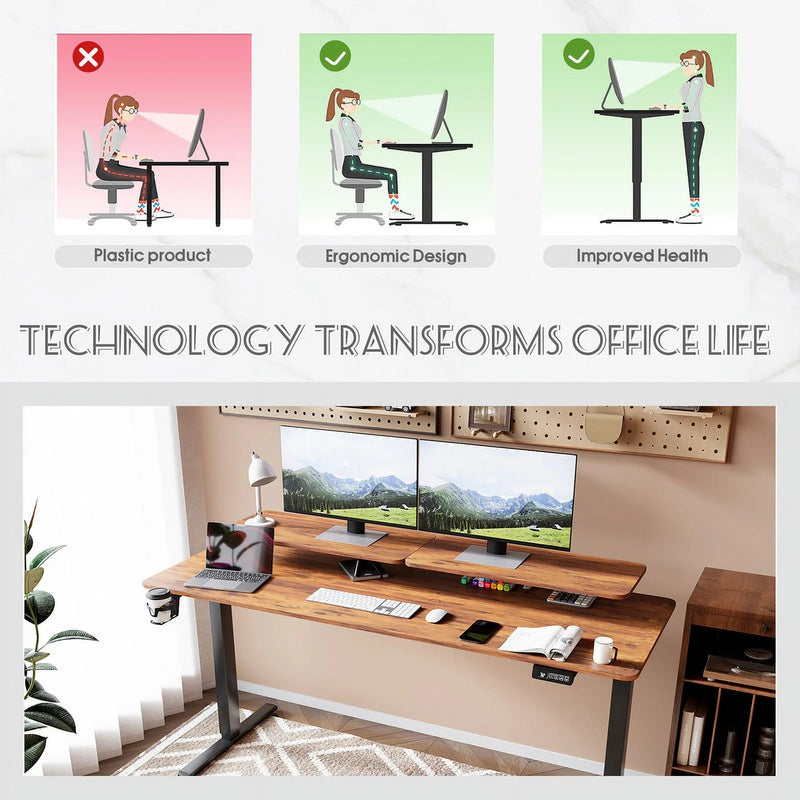 Homall  Electric Height Adjustable Standing Desk with Monitor Stand Lifting Range 28~46" Stand Up Office Desk for Home Office