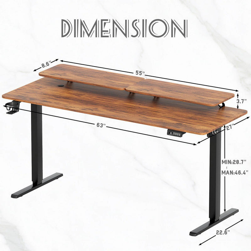 Homall  Electric Height Adjustable Standing Desk with Monitor Stand Lifting Range 28~46" Stand Up Office Desk for Home Office