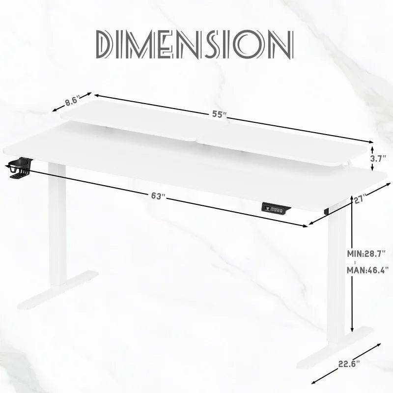 Homall  Electric Height Adjustable Standing Desk with Monitor Stand Lifting Range 28~46" Stand Up Office Desk for Home Office