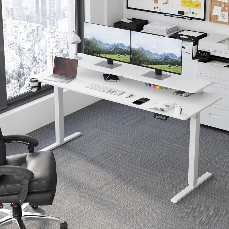 Homall  Electric Height Adjustable Standing Desk with Monitor Stand Lifting Range 28~46" Stand Up Office Desk for Home Office