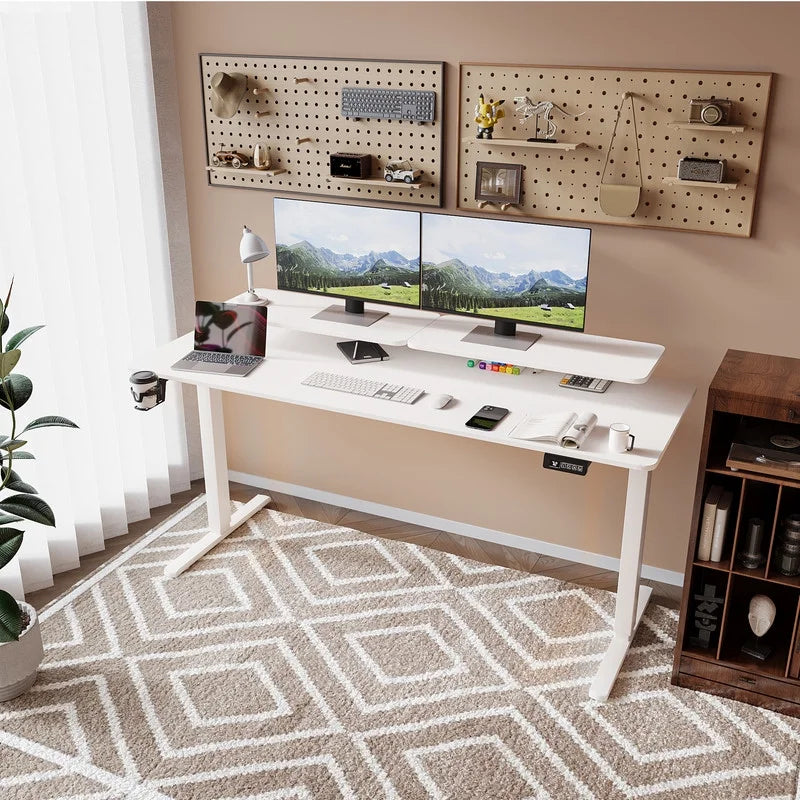 Homall  Electric Height Adjustable Standing Desk with Monitor Stand Lifting Range 28~46" Stand Up Office Desk for Home Office