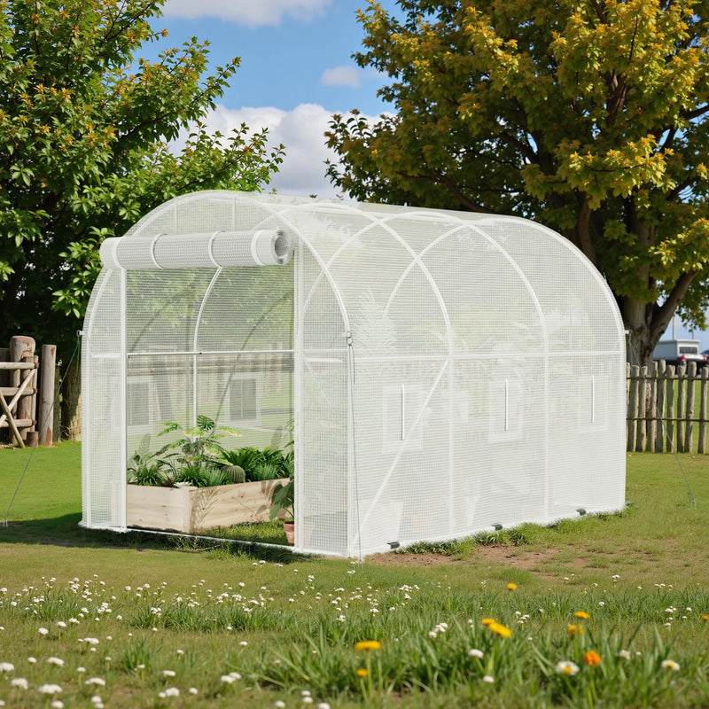 Homall 10 x 6.5 ft Walk-in Tunnel Greenhouse Galvanized Frame & Waterproof with Zippered Door & 6 Roll-up Windows