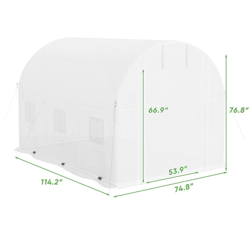 Homall 10 x 6.5 ft Walk-in Tunnel Greenhouse Galvanized Frame & Waterproof with Zippered Door & 6 Roll-up Windows