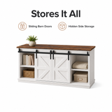Homall Farmhouse TV Stand for TVs up to 65'', Storage Cabinet with Sliding Barn Door, Entertainment Center for Living Room