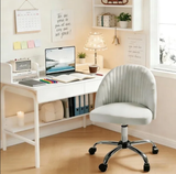 Homall Home Office Chair Adjustable Swivel Vanity Chairs Mid Back Rolling Task Chairs for Bedroom, Living Room or Study