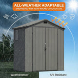 6x4ft Outdoor Plastic Storage Shed with Window,Weather-Resistant, Easy Assembly, Wood-Effect Garden Tool House,Dark Gray