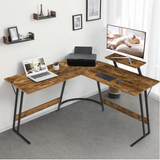 Lacoo Home Office Writing Desk Modern L-Shape Computer Desk, Black