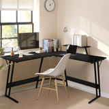 Lacoo Home Office Writing Desk Modern L-Shape Computer Desk, Black