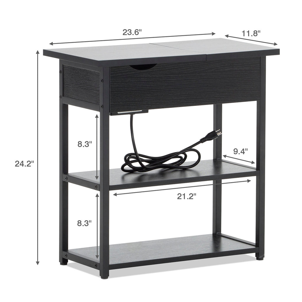 Side Table Power Homall Side Table with Power Outlets & USB Ports, End Tables with Narr ...