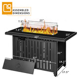 Homall 43in Outdoor Propane Gas Fire Pit Table with Glass Wind Guard, Glass Rock, Waterproof Cover, SNAN Retangular 50,000 BTU Auto-Ignition CSA Certification
