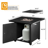 Homall 28in Wicker &Rattan Square Propane Fire Pit Table, Outdoor Dinning Gas Fire Table with Lid, 50,000BTU