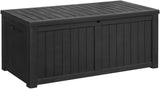Homall Resin Deck Box 120 Gallon Waterproof Large Deck Boxes Plus Outdoor Indoor Storage Box Imitation Wood Resin for Patio Furniture Garden Tools and Pool