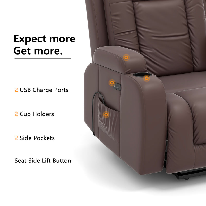 Homall PU Leather Power Lift Assist Recliner Chair, with USB Charging and Seat Side Lift Button for Elderly