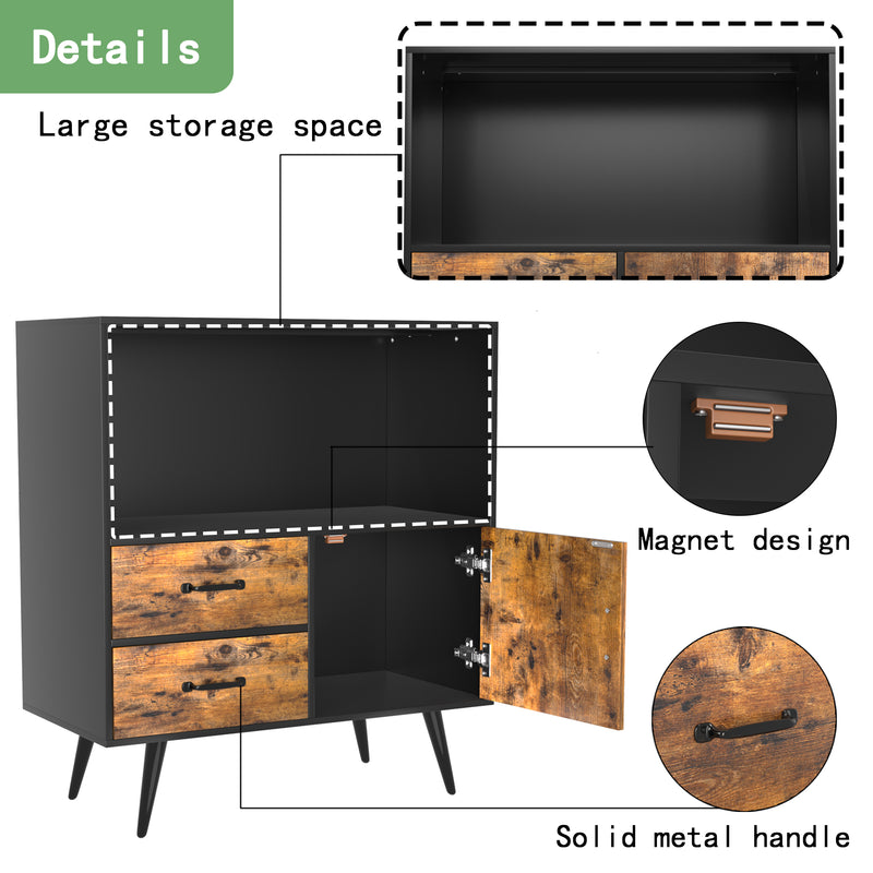 Homall Storage Cabinet with 2 Drawer 1 Doors 1 Shelves, Accent Side Cabinet, Wooden Sideboard Storage Organizer