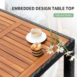 Homall Patio Dining Set Outdoor Furniture Set Cushioned Rattan Chairs With Acacia Wood Table, Resistant Feet, Removable Cushions