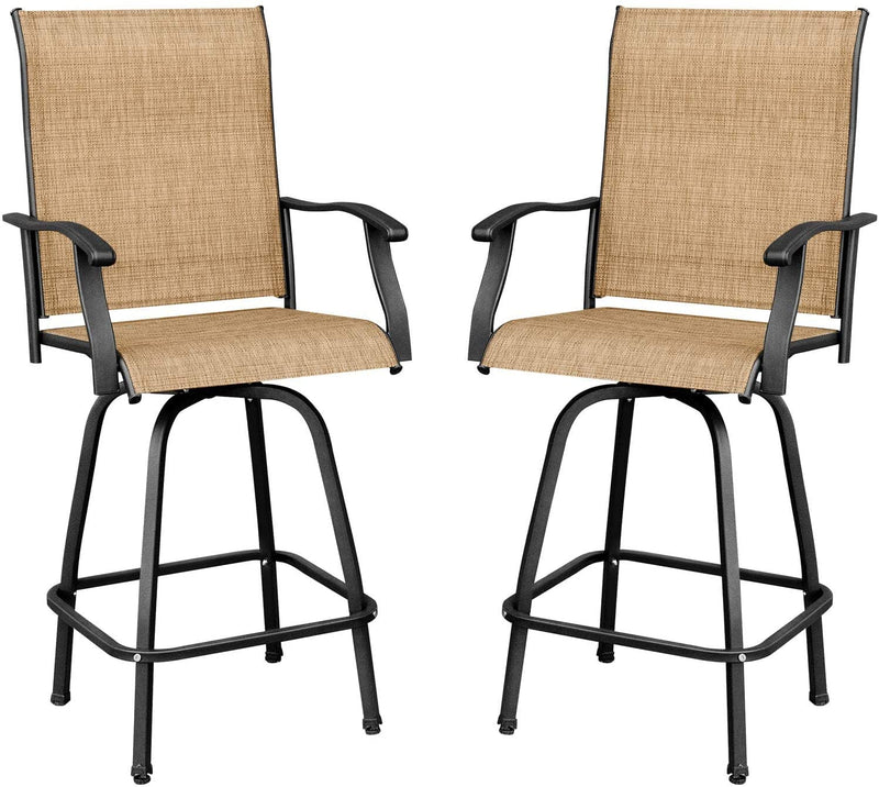 Homall Patio Bar Stools Set of 2 All-Weather Outdoor Patio Furniture Set Counter Height Tall Patio Swivel Chairs