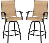 Homall Patio Bar Stools Set of 2 All-Weather Outdoor Patio Furniture Set Counter Height Tall Patio Swivel Chairs