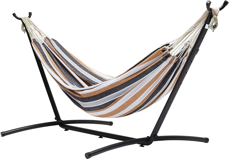 Homall Basics Double Hammock with 9-Foot Space Saving Steel Stand and Carrying Case, Multi Color, 400 lb Capacity