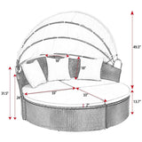 Homall Patio Furniture Outdoor Daybed with Retractable Canopy Rattan Wicker Furniture Sectional Seating with Washable Cushions for Patio Backyard Porch Pool Round Daybed Separated Seating