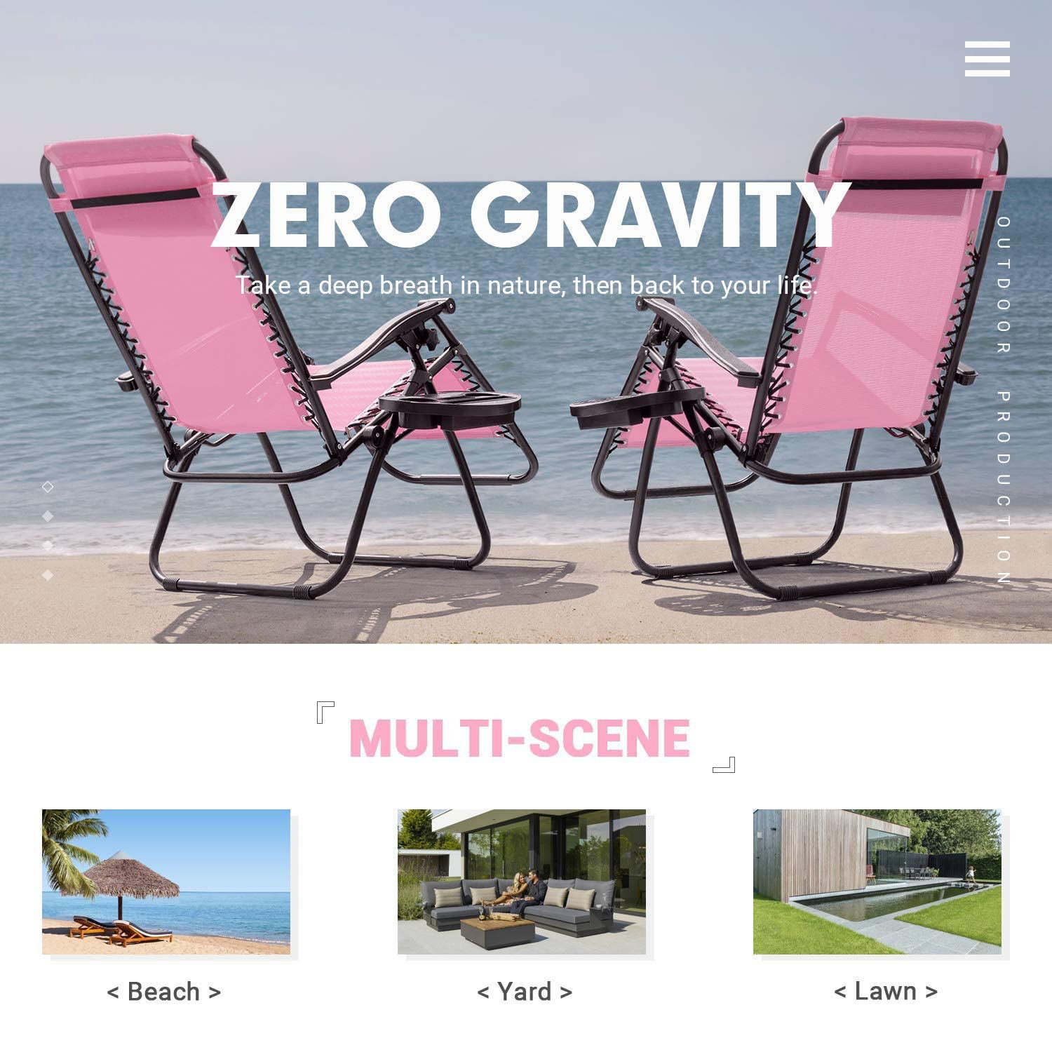 Pink Anti Gravity Beach Chair Outsunny 2Pcs Lounge Chair Set For