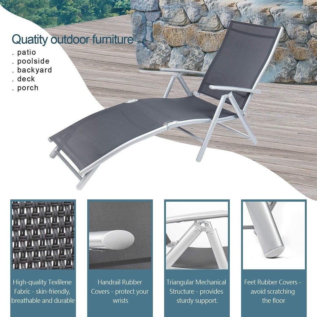 Outsunny steel sling fabric outdoor online folding chaise lounge chair recliner