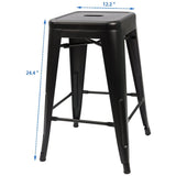 Homall 24 Inches Metal Bar Stools Indoor-Outdoor Counter Height Stackable Stools Set of 4