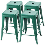 Homall 24 Inches Metal Bar Stools Indoor-Outdoor Counter Height Stackable Stools Set of 4