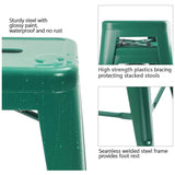 Homall 24 Inches Metal Bar Stools Indoor-Outdoor Counter Height Stackable Stools Set of 4