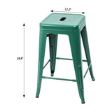 Homall 24 Inches Metal Bar Stools Indoor-Outdoor Counter Height Stackable Stools Set of 4