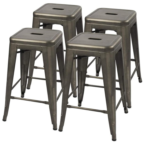 Homall 24 Inches Metal Bar Stools Indoor-Outdoor Counter Height Stackable Stools Set of 4
