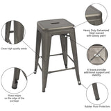 Homall 24 Inches Metal Bar Stools Indoor-Outdoor Counter Height Stackable Stools Set of 4