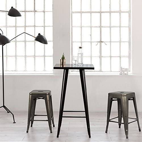 Homall 24 Inches Metal Bar Stools Indoor-Outdoor Counter Height Stackable Stools Set of 4