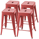 Homall 24 Inches Metal Bar Stools Indoor-Outdoor Counter Height Stackable Stools Set of 4