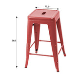 Homall 24 Inches Metal Bar Stools Indoor-Outdoor Counter Height Stackable Stools Set of 4