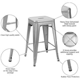 Homall 24 Inches Metal Bar Stools Indoor-Outdoor Counter Height Stackable Stools Set of 4