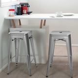 Homall 24 Inches Metal Bar Stools Indoor-Outdoor Counter Height Stackable Stools Set of 4