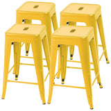 Homall 24 Inches Metal Bar Stools Indoor-Outdoor Counter Height Stackable Stools Set of 4