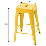 Homall 24 Inches Metal Bar Stools Indoor-Outdoor Counter Height Stackable Stools Set of 4