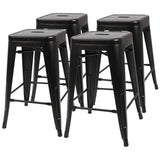 Homall 24 Inches Metal Bar Stools Indoor-Outdoor Counter Height Stackable Stools Set of 4