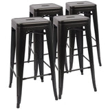 Homall 30 Inches Metal Bar Stools High Backless Stools Indoor-Outdoor Stackable Kitchen Stools Set of 4