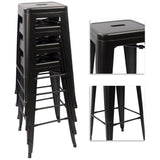 Homall 30 Inches Metal Bar Stools High Backless Stools Indoor-Outdoor Stackable Kitchen Stools Set of 4