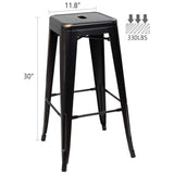 Homall 30 Inches Metal Bar Stools High Backless Stools Indoor-Outdoor Stackable Kitchen Stools Set of 4